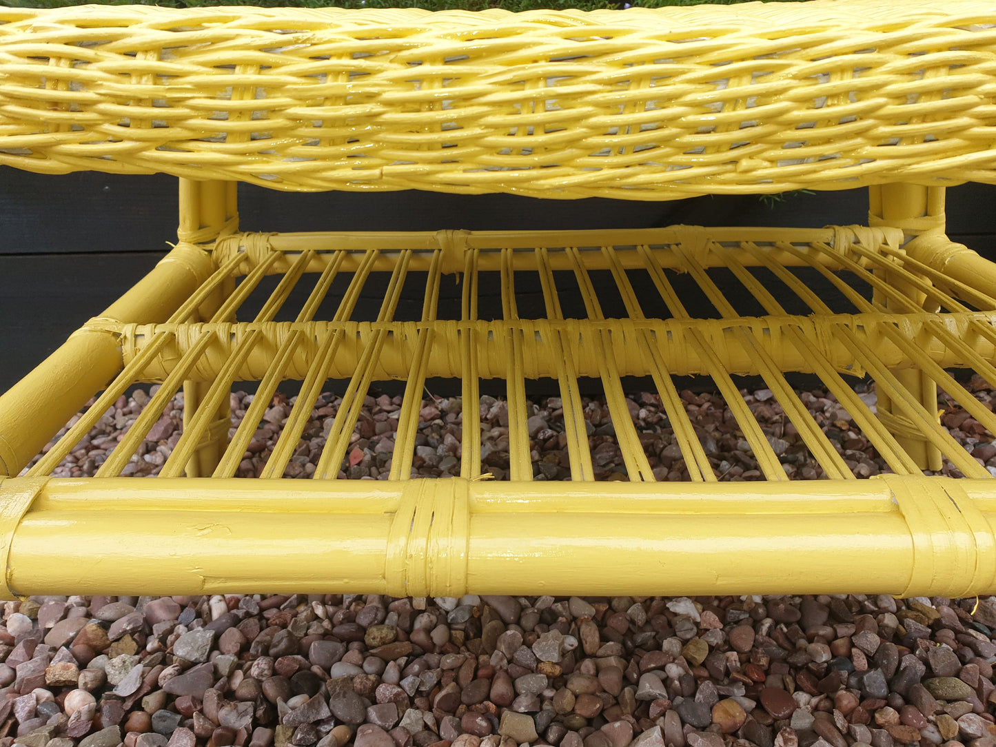 Vintage wicker and bamboo coffee table