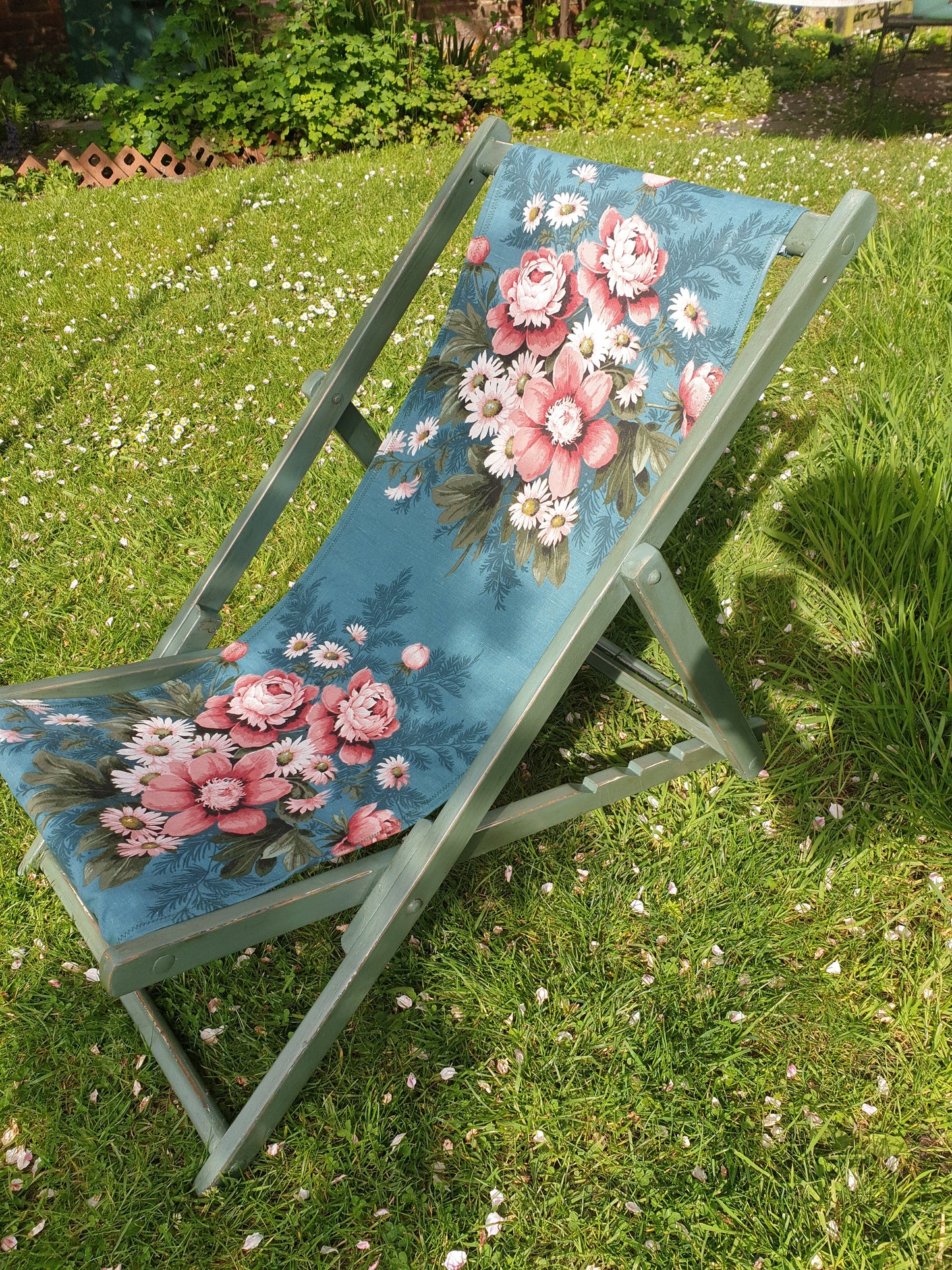 Vintage folding wooden deckchair