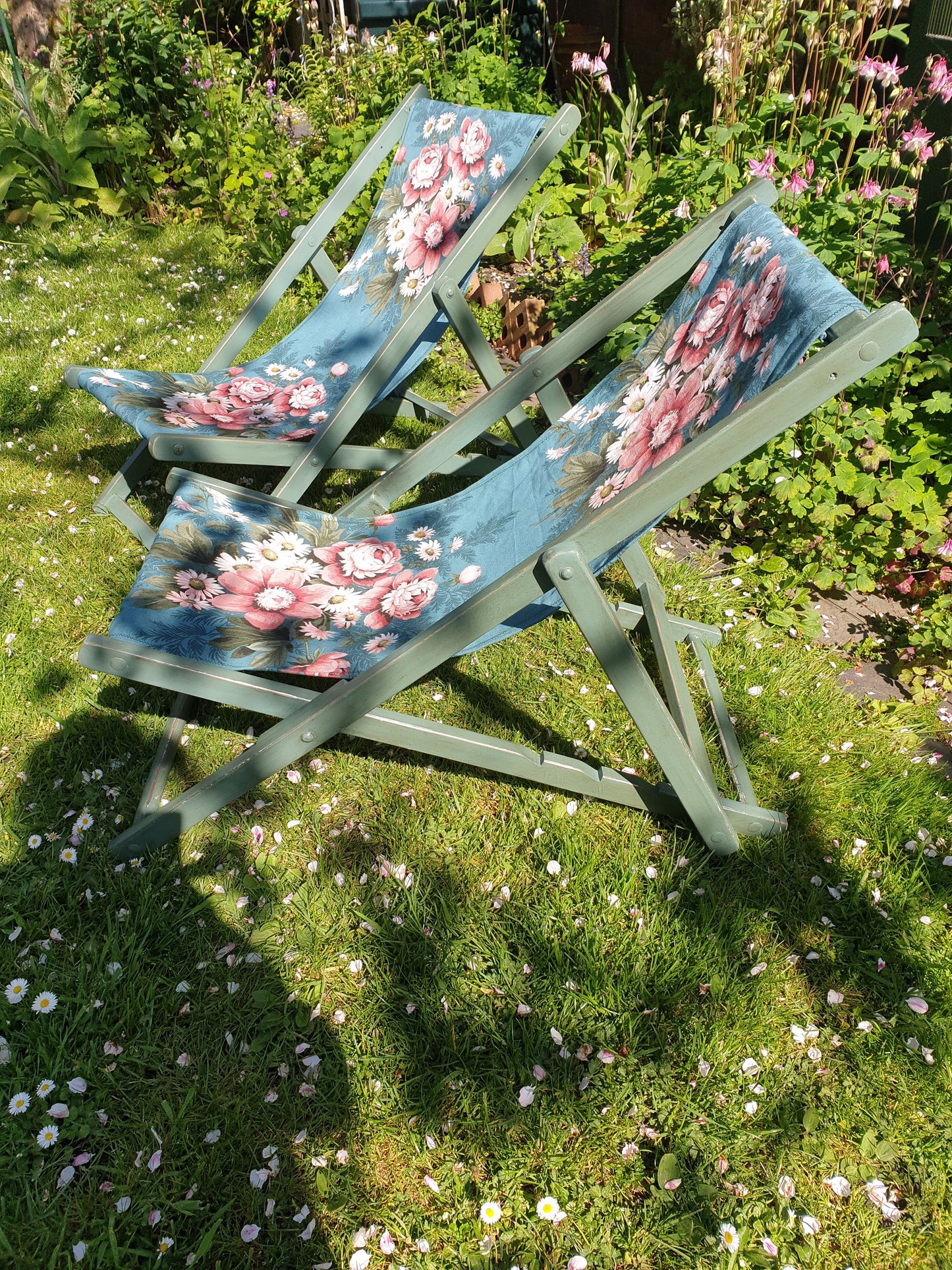 Vintage folding wooden deckchair