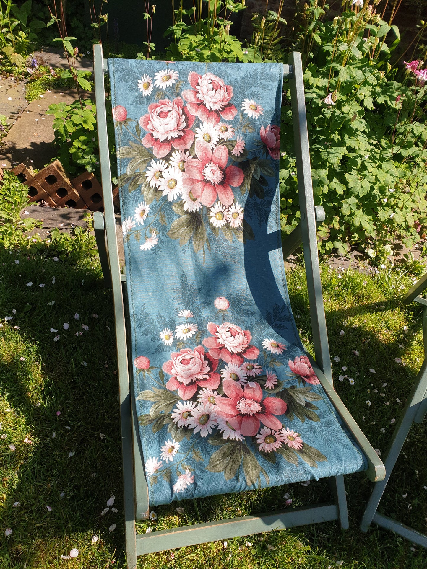 Vintage folding wooden deckchair