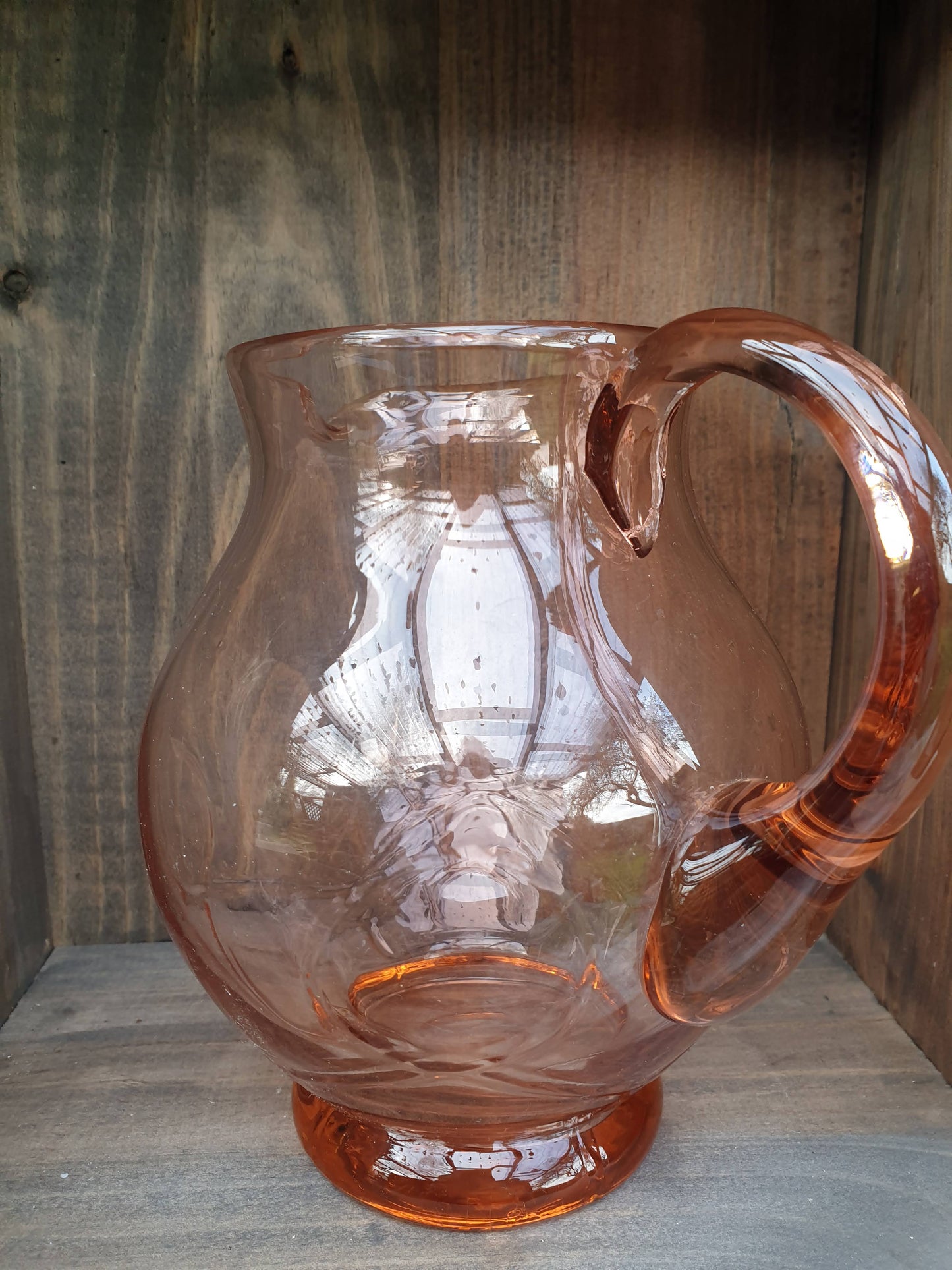 Vintage pink glass jug and tumbler set.