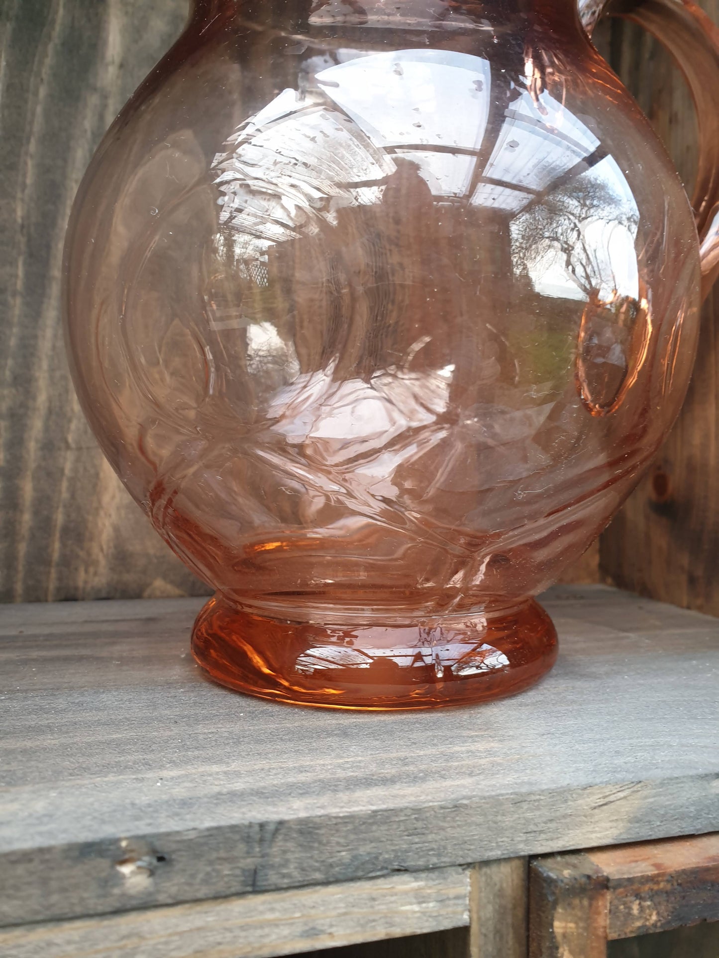 Vintage pink glass jug and tumbler set.