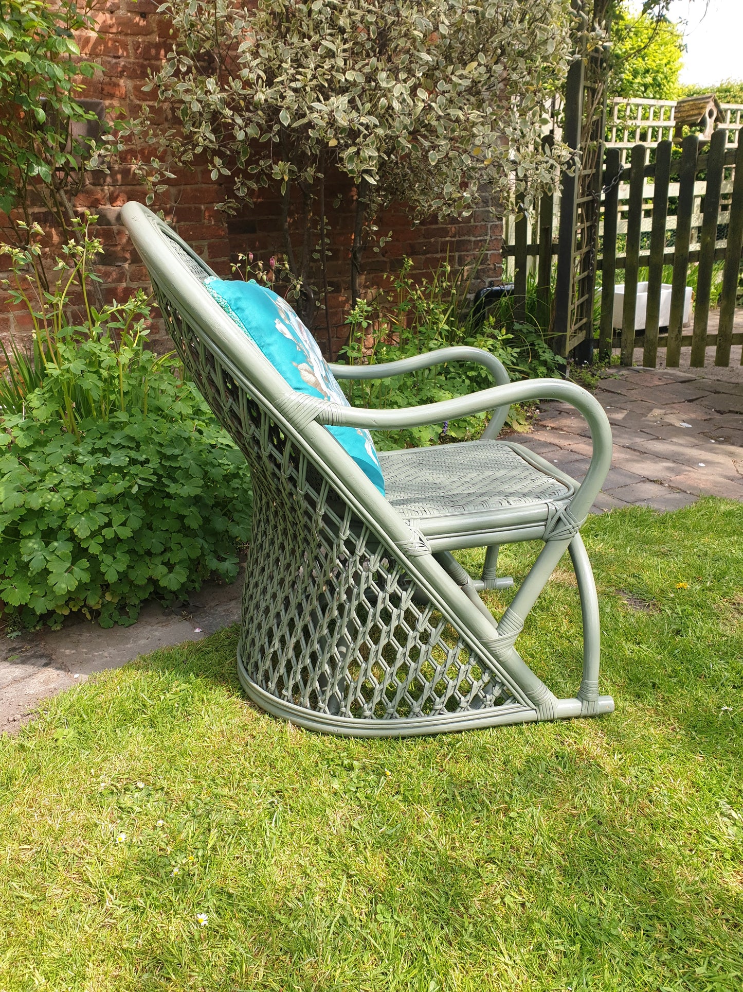 Vintage bamboo and rattan armchair