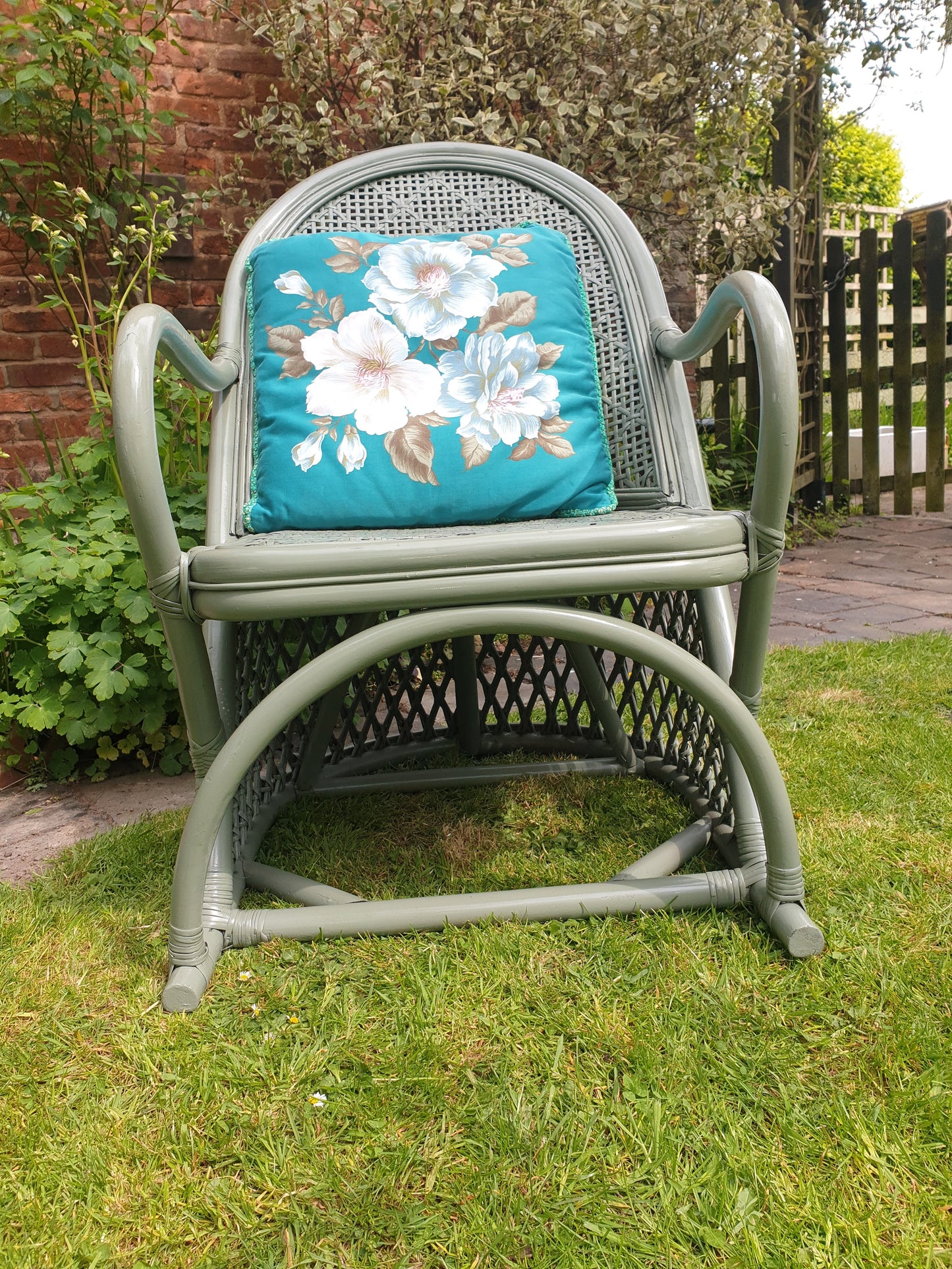 Vintage bamboo and rattan armchair