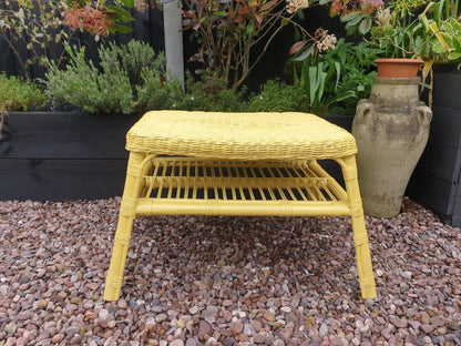 Vintage wicker and bamboo coffee table