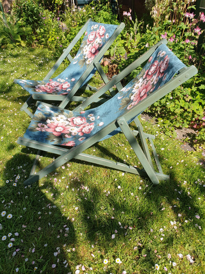 Vintage folding wooden deckchair