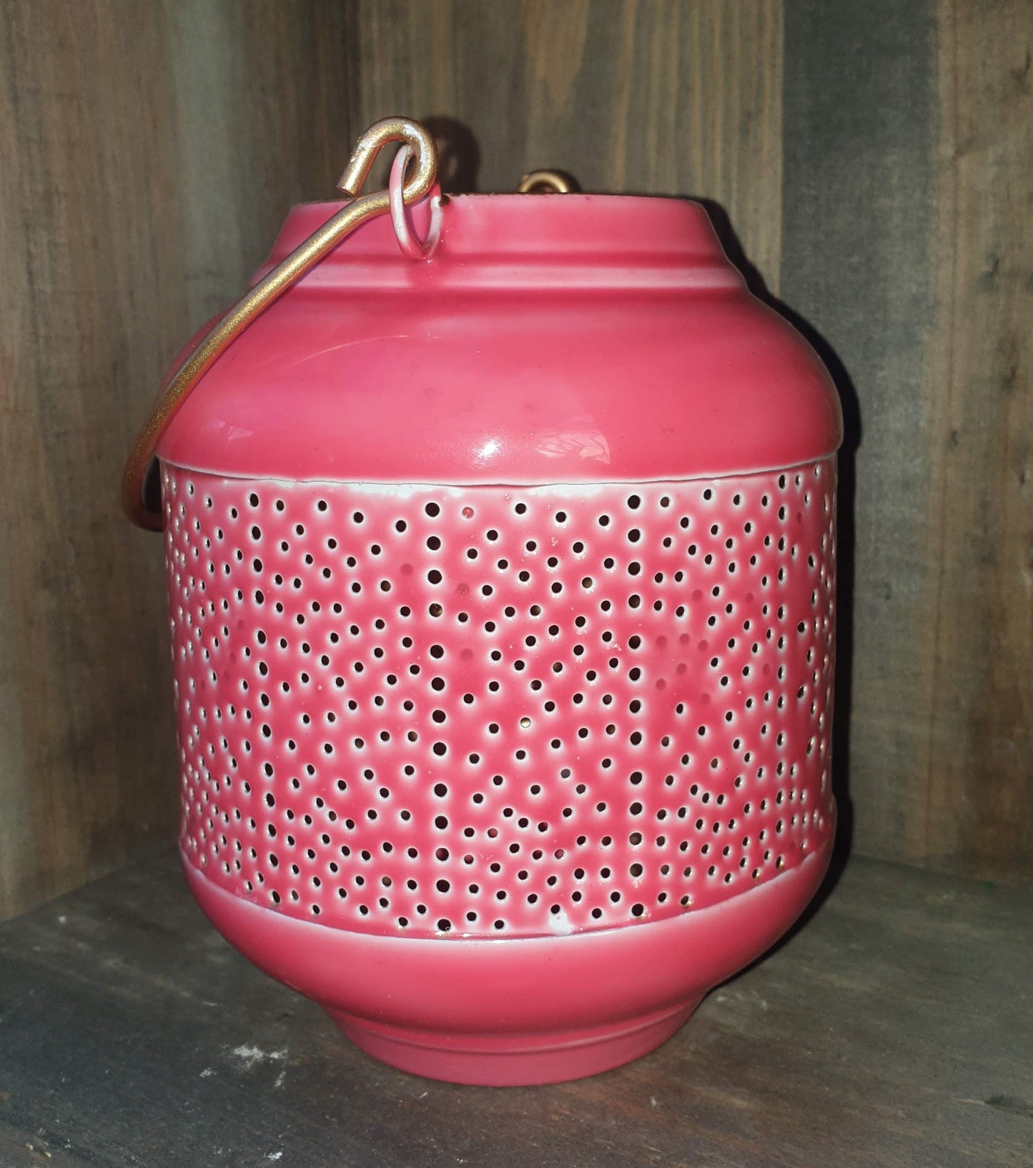 Enamel lantern.